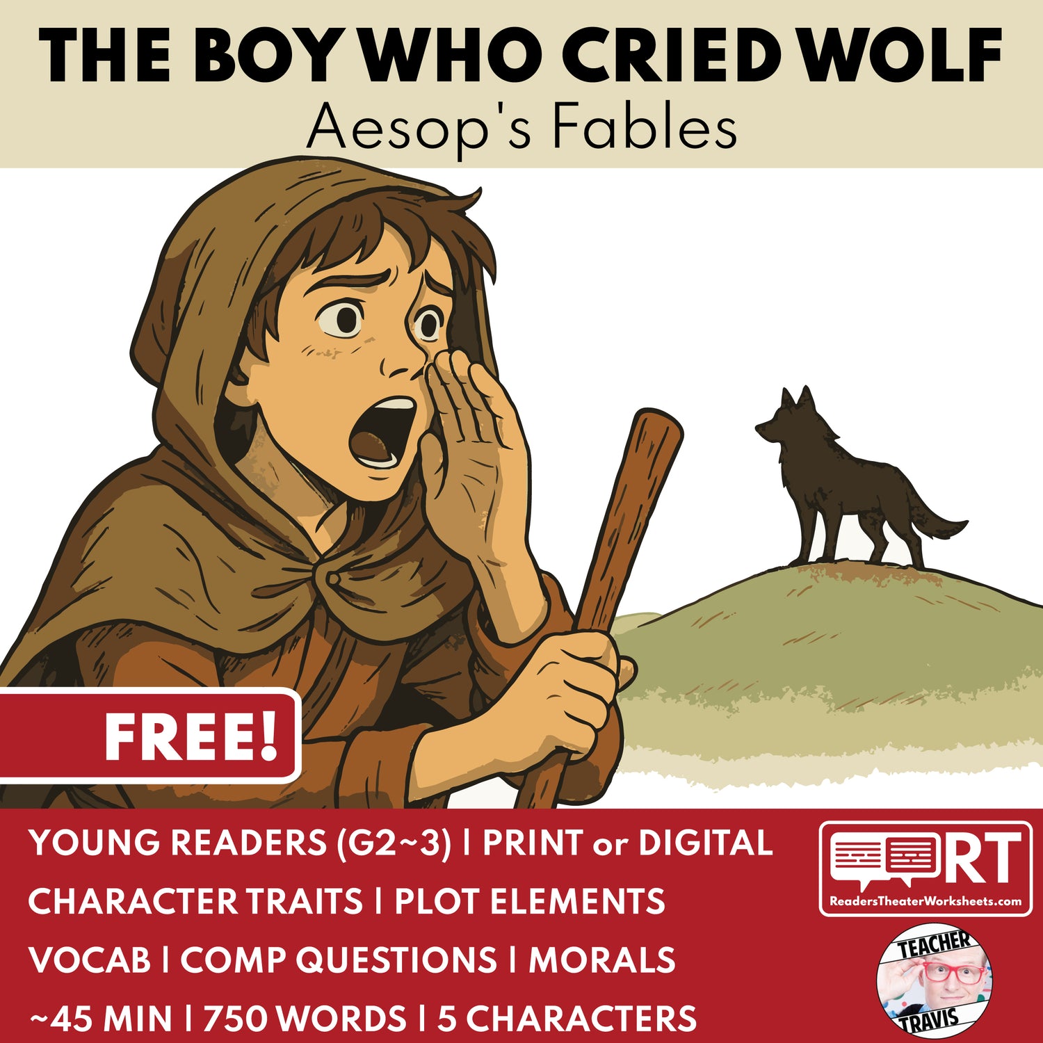 The Boy Who Cried Wolf | Reader's Theater Script | Aesop's Fable - ["100% FREE","Aesop's Fable","Grades 3-5"]