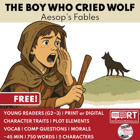 The Boy Who Cried Wolf | Reader's Theater Script | Aesop's Fable - ["100% FREE","Aesop's Fable","Grades 3-5"]