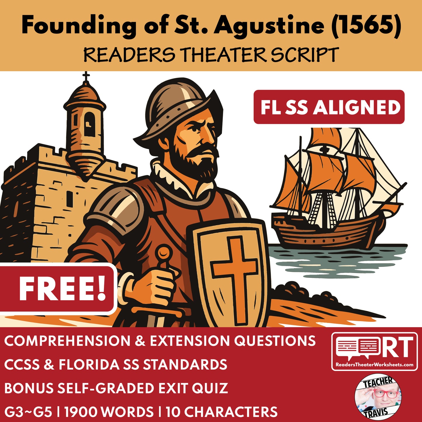 Founding of St. Augustine Readers Theater Script | Grades 3-5 - ["100% FREE","Florida State History","Grades 3-5","Readers Theater"]