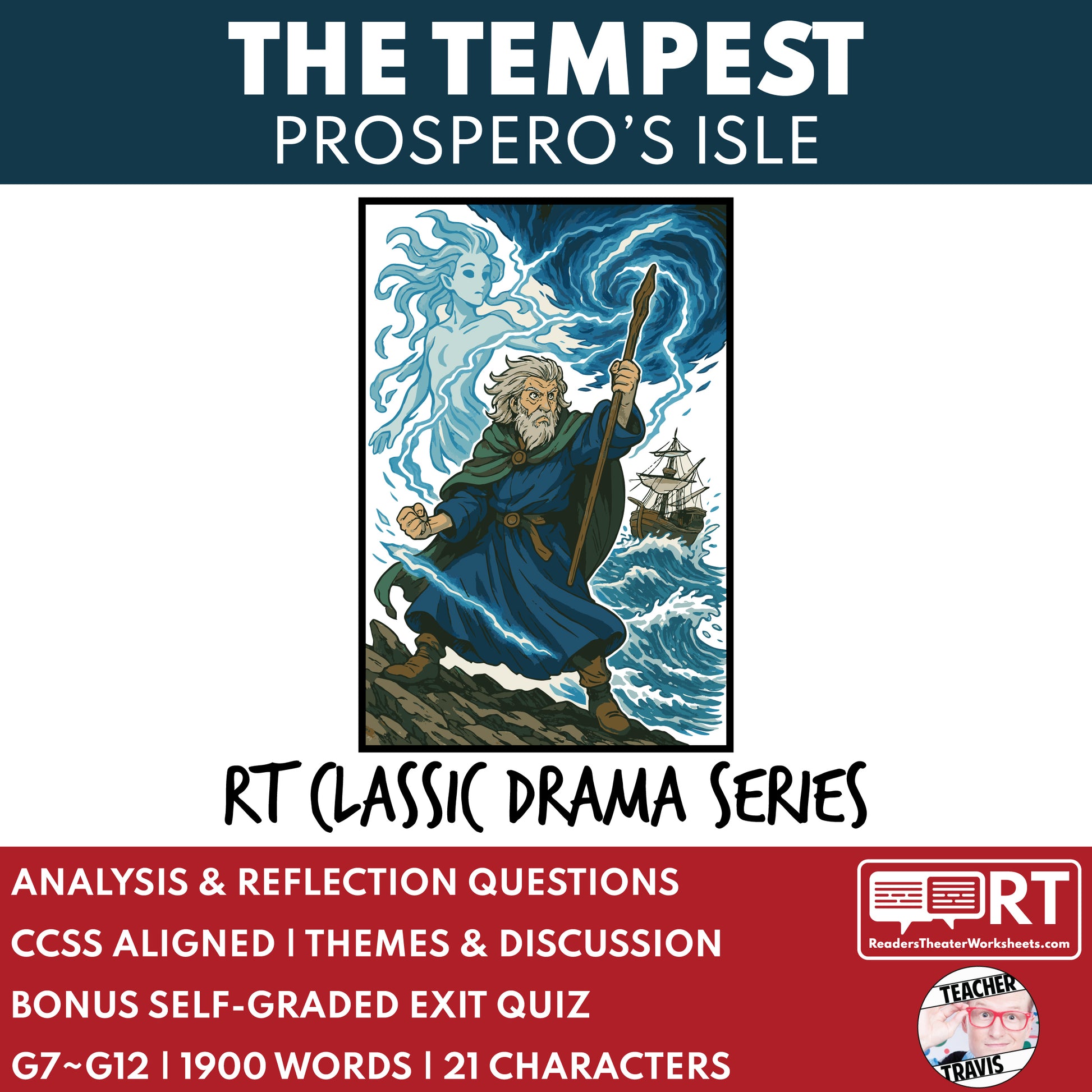 The Tempest (Prospero) Readers Theater Script | Classical Dramas | Shakespeare - ["Classical Drama Series","Grades 6-8","Grades 9-12","Self-Graded Quiz"]