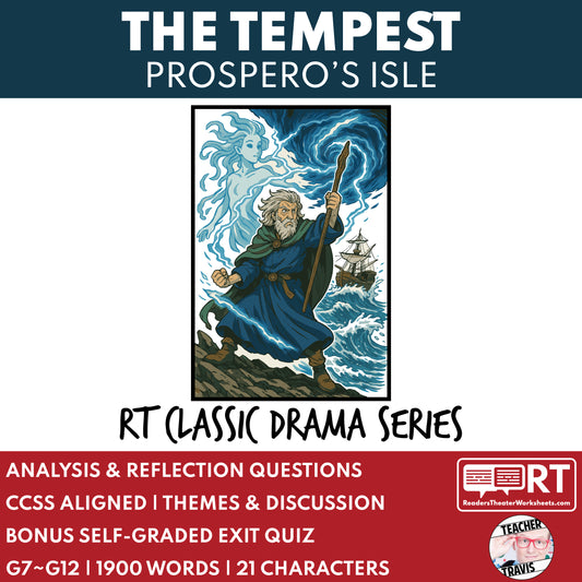 The Tempest (Prospero) Readers Theater Script | Classical Dramas | Shakespeare - ["Classical Drama Series","Grades 6-8","Grades 9-12","Self-Graded Quiz"]