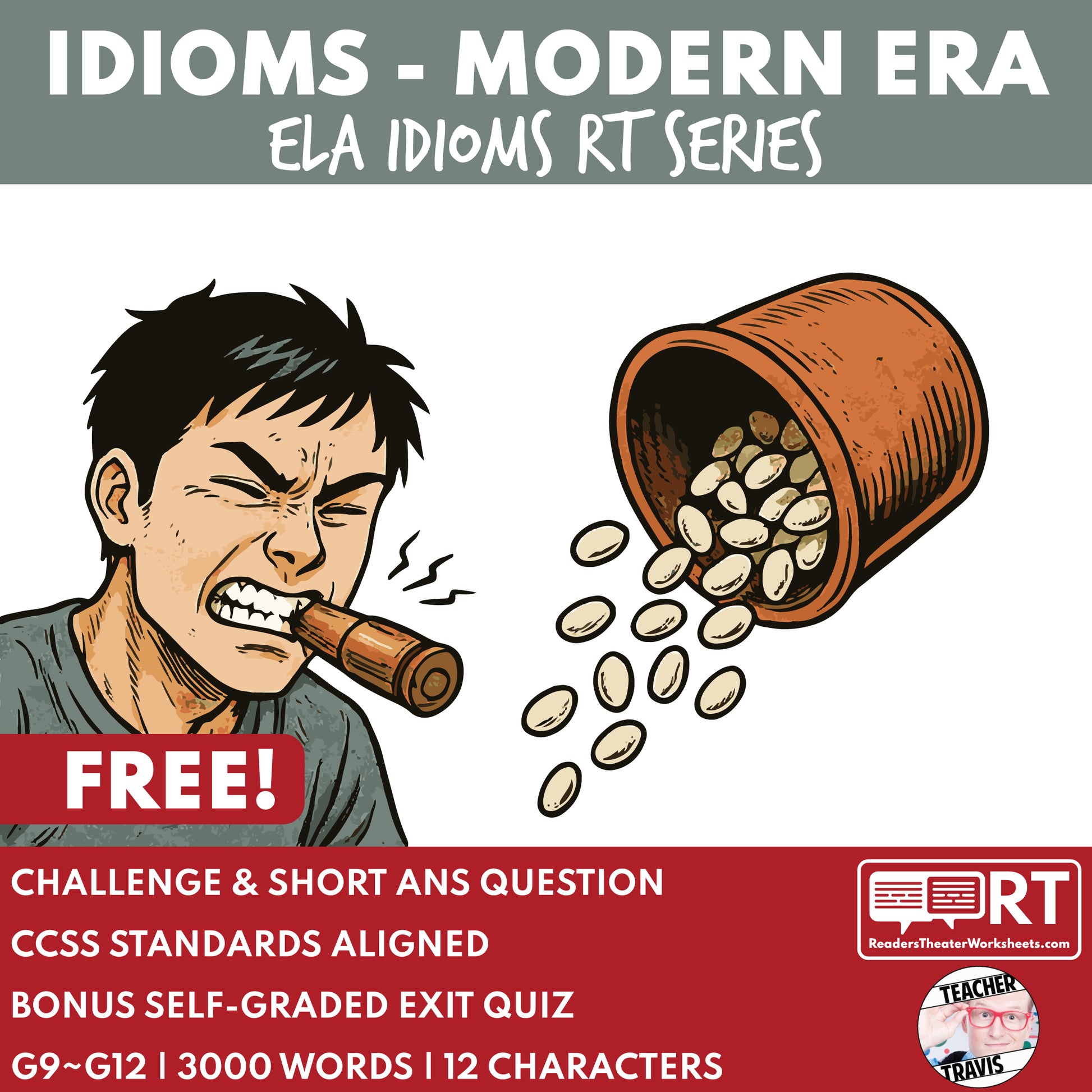 Free Modern Era Idioms Readers Theater Script | ELA - ["100% FREE","Grades 6-8","Grades 9-12","Idioms","Self-Graded Quiz"]