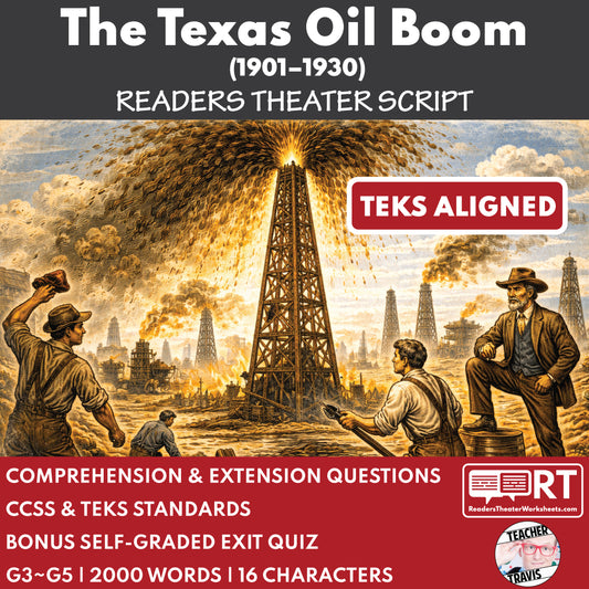 Texas State History | Texas Oil Boom Readers Theater Script | Grades 3-5 cover image