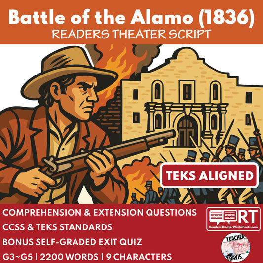 Battle of the Alamo Readers Theater Script | Grades 3-5 - ["Grades 3-5","Readers Theater","Texas State History"]
