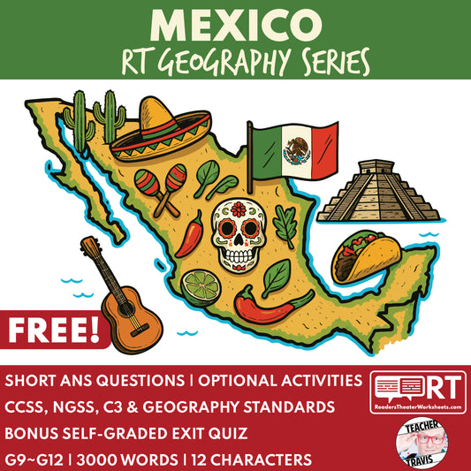 Free Mexico Readers Theater Script | Geography & Social Studies Class - ["100% FREE","Geography","Grades 6-8","Grades 9-12","Self-Graded Quiz"]