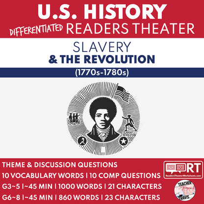 Slavery and the American Revolution | U.S. History Readers Theater Script - ["Differentiated","Grades 3-5","Grades 6-8","U.S. History - Revolutionary War"]