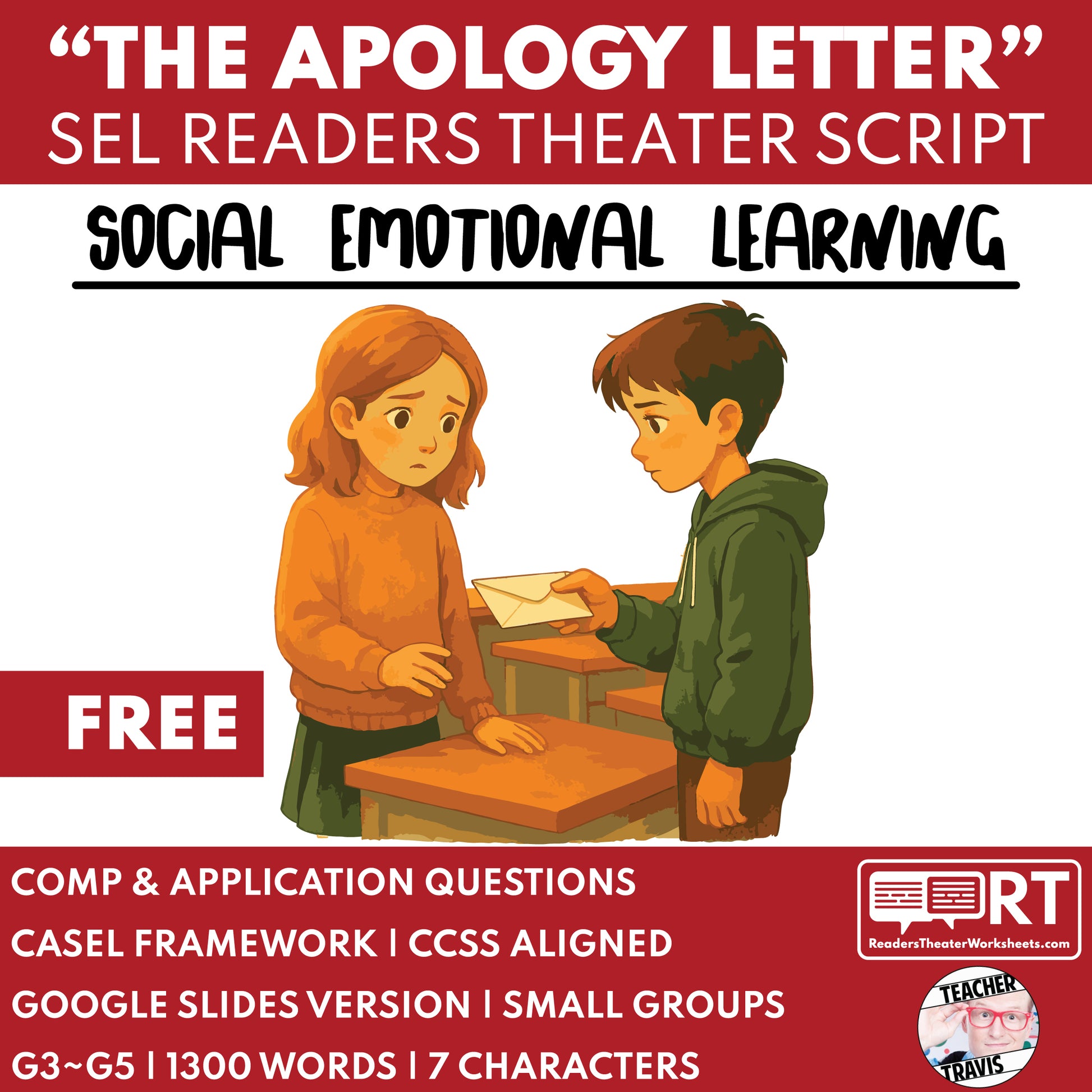 The Apology Letter Free SEL Readers Theater Script for Grades 3 to 5 | CASEL - ["100% FREE","Grades 3-5","Social Emotional Learning"]