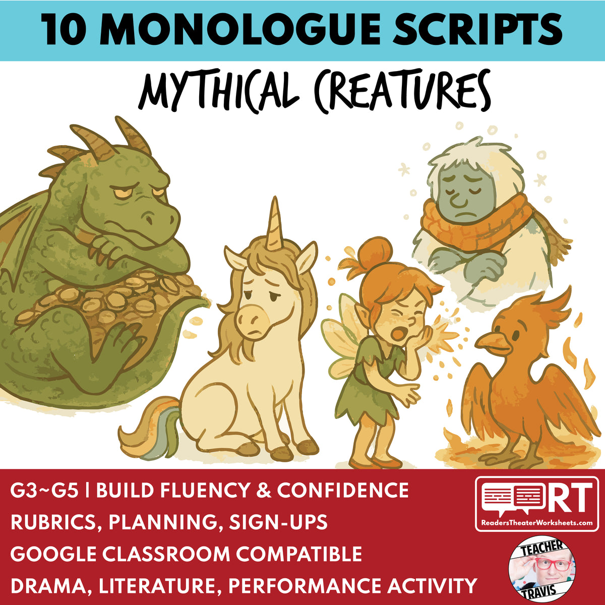 Mythical Script 10 Short Mythical Creatures Monologue Scripts for Grades 3 to 5 ...