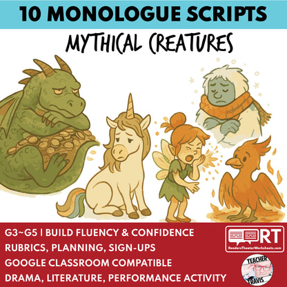 10 Short Mythical Creatures Monologue Scripts for Grades 3 to 5 - ["Grades 3-5","Monologue"]