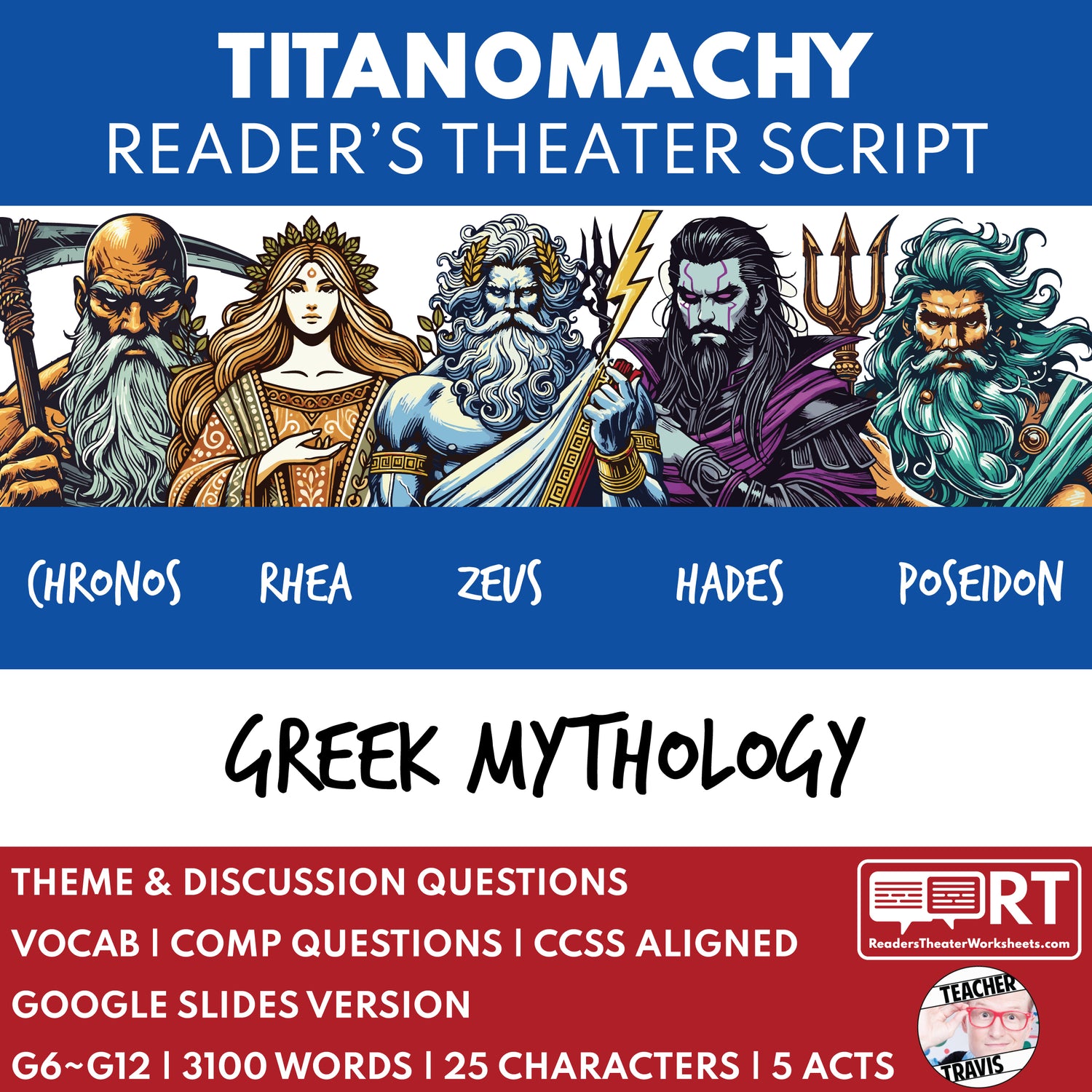 The Titanomachy Reader's Theater Script | Greek Mythology - ["Differentiated","Grades 6-8","Grades 9-12","Greek Mythology","Greek Mythology for Google Classroom"]