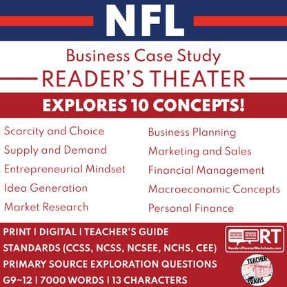 NFL Intro to Business Case Study | Reader’s Theater Format | Econ 101 - ["Business Case Study","Entrepreneurship","Grades 9-12"]