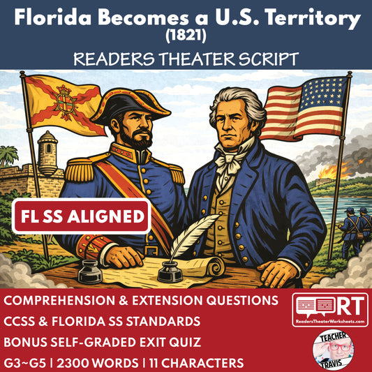 Florida State History | Florida Becomes a U.S. Territory Readers Theater Script | Grades 3-5 cover image