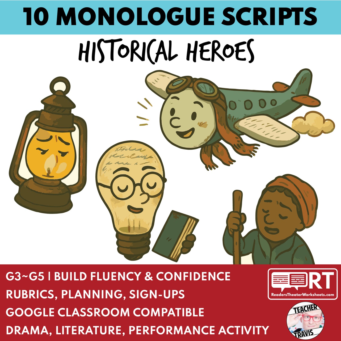 10 Short Historical Heroes Monologue Scripts for Grades 3 to 5 - ["Grades 3-5","Monologue"]