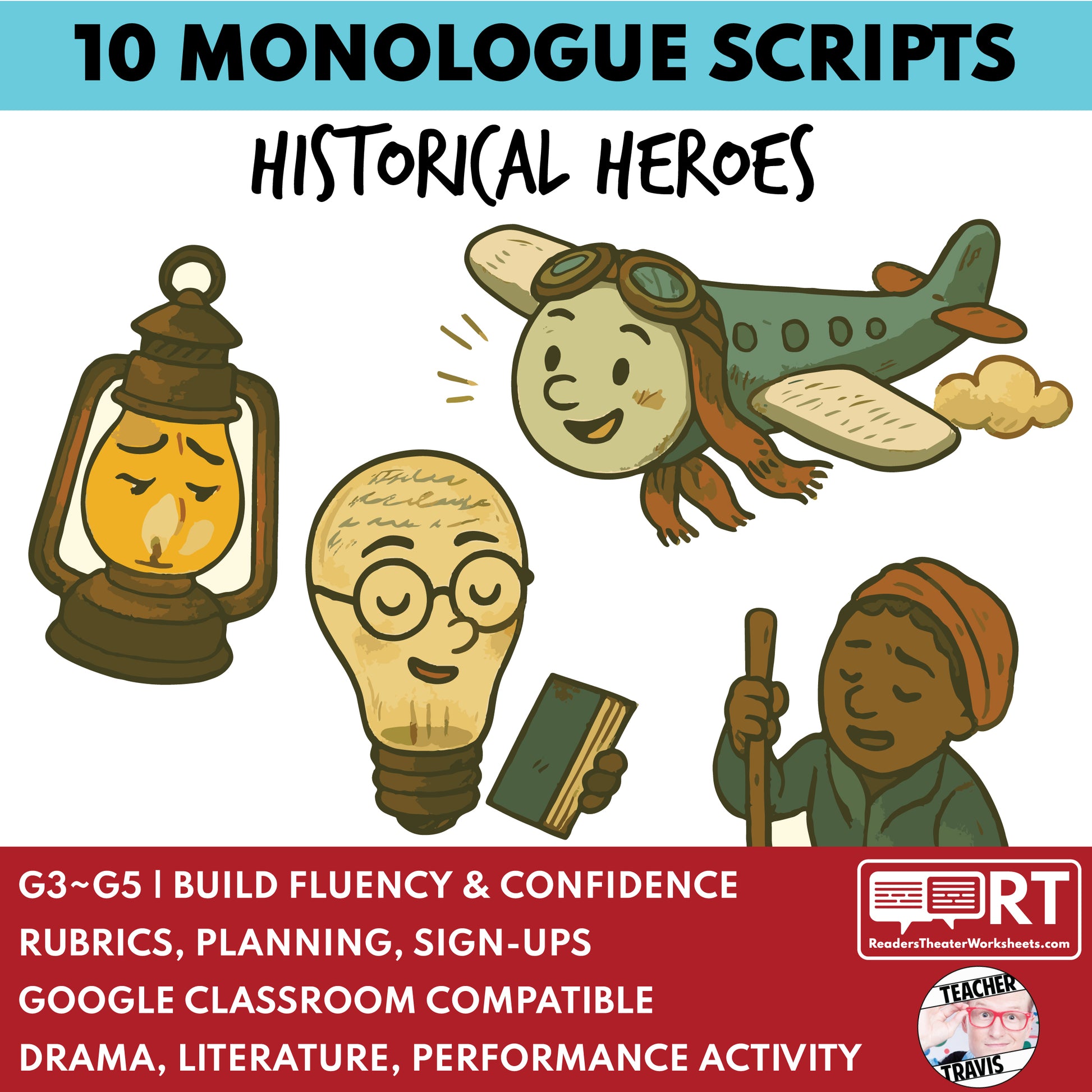 10 Short Historical Heroes Monologue Scripts for Grades 3 to 5 - ["Grades 3-5","Monologue"]