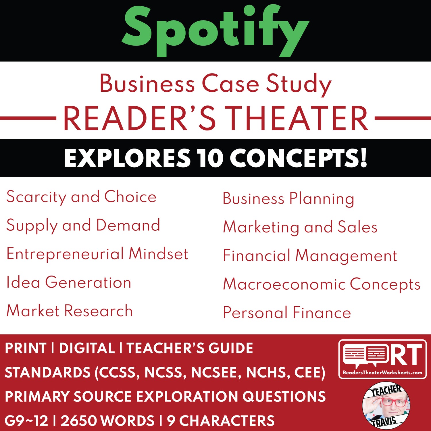 Spotify Intro to Business Case Study | Reader’s Theater Format | Econ 101 - ["100% FREE","Business Case Study","Entrepreneurship","Grades 9-12"]