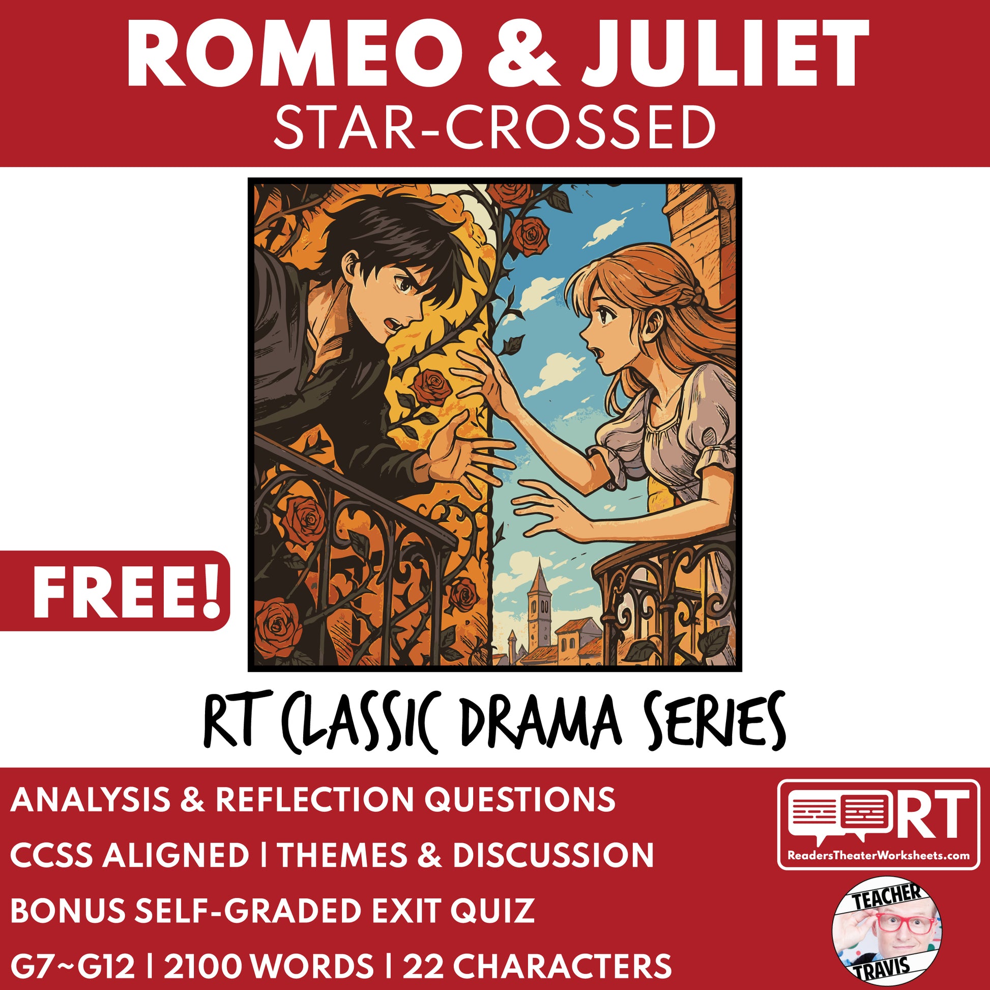 Free Romeo and Juliet Readers Theater Script | Classical Dramas | Shakespeare - ["100% FREE","Classical Drama Series","Grades 6-8","Grades 9-12","Self-Graded Quiz"]