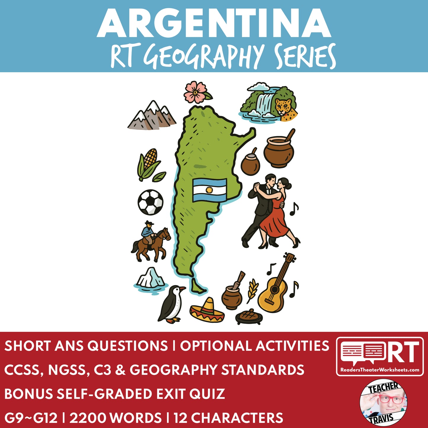 Argentina Readers Theater Script | Geography & Social Studies Class - ["Geography","Grades 6-8","Grades 9-12","Self-Graded Quiz"]