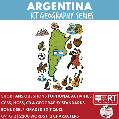 Argentina Readers Theater Script | Geography & Social Studies Class - ["Geography","Grades 6-8","Grades 9-12","Self-Graded Quiz"]