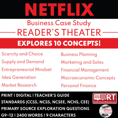 Netflix Intro to Business Case Study | Reader’s Theater Format | Econ 101 - ["Business Case Study","Entrepreneurship","Grades 9-12"]