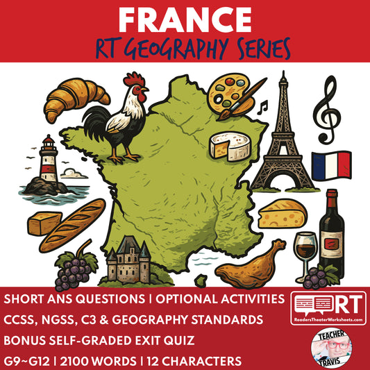 France Readers Theater Script | Geography & Social Studies Class - ["Geography","Grades 6-8","Grades 9-12","Self-Graded Quiz"]