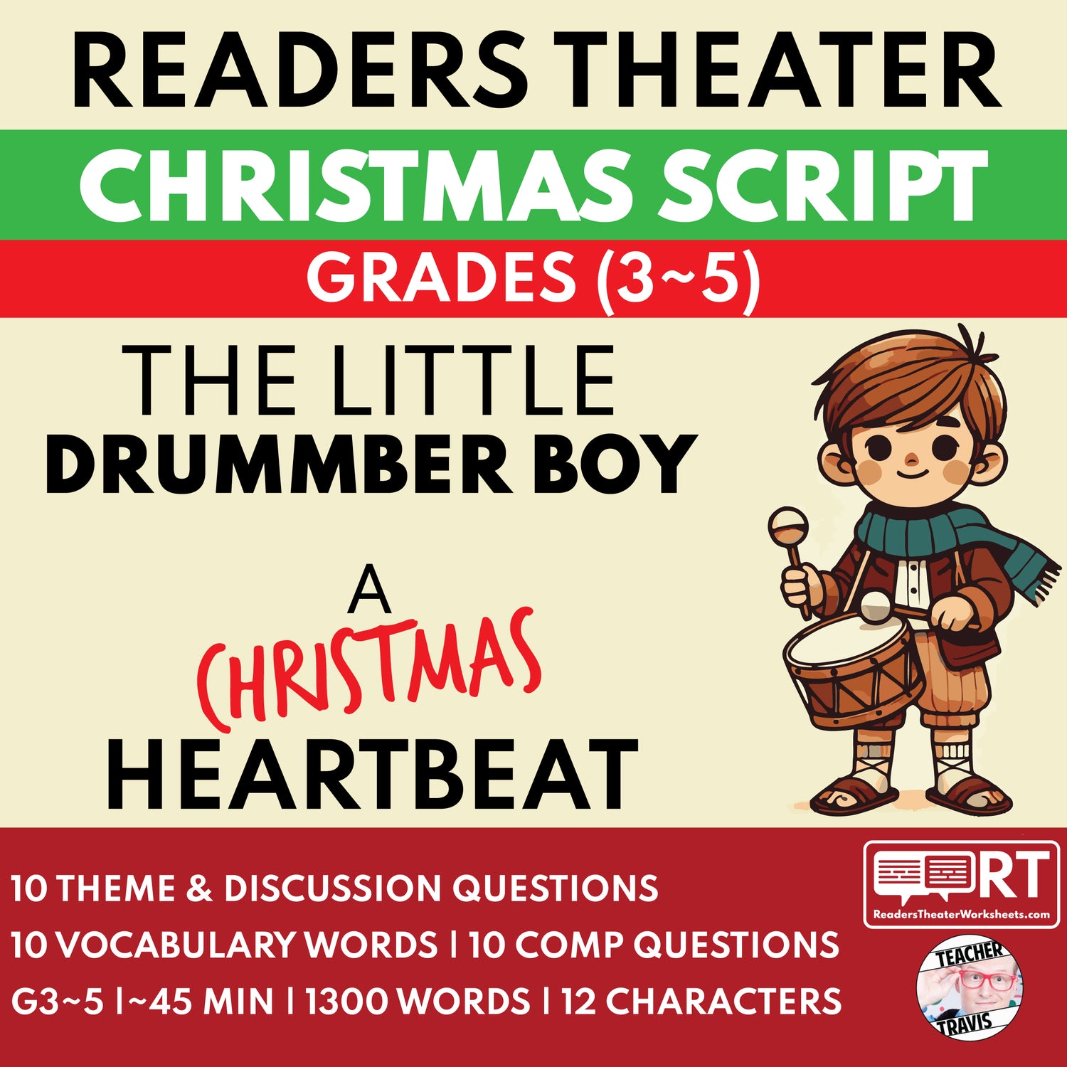 The Little Drummer Boy - A Christmas Heartbeat | Christmas Reader's Theater Script - ["Christmas (G3-5)","Grades 3-5"]