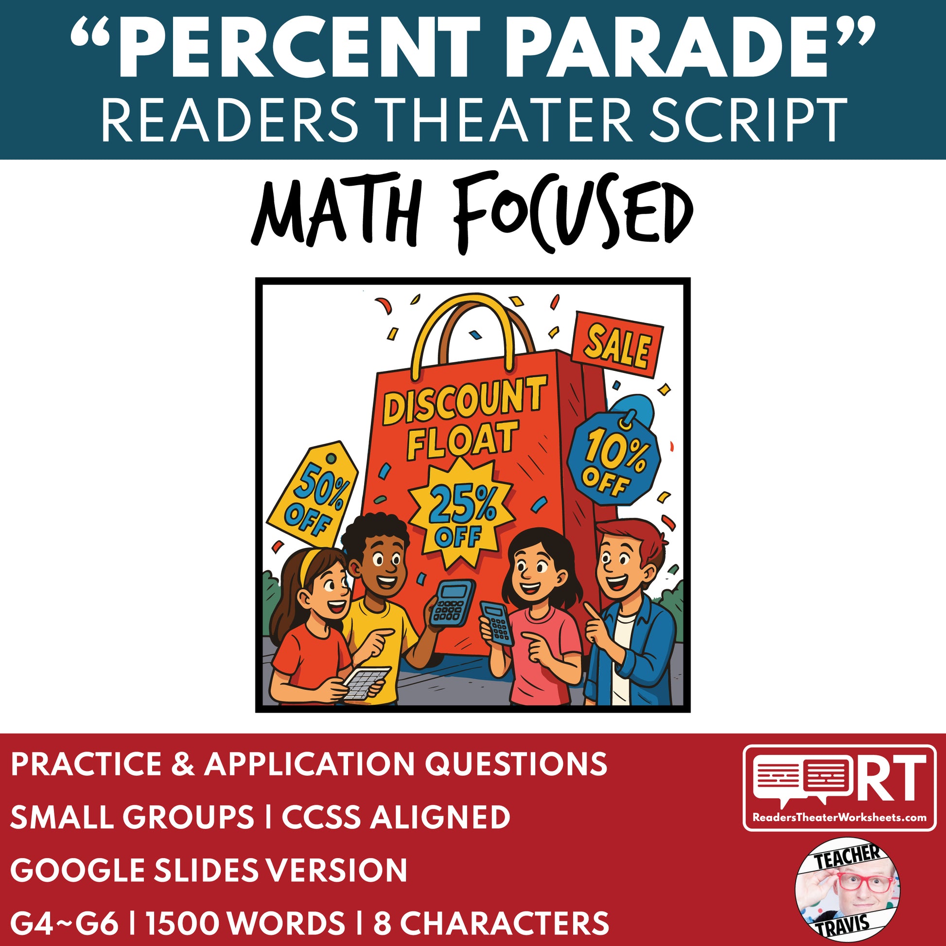 Percent Parade Math Readers Theater Script for Grades 4 to 6 | Discounts & Markups - ["Grades 3-5","Grades 6-8","Math"]