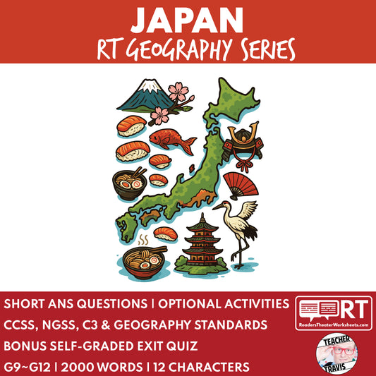 Japan Readers Theater Script | Geography & Social Studies Class - ["Geography","Grades 6-8","Grades 9-12","Self-Graded Quiz"]