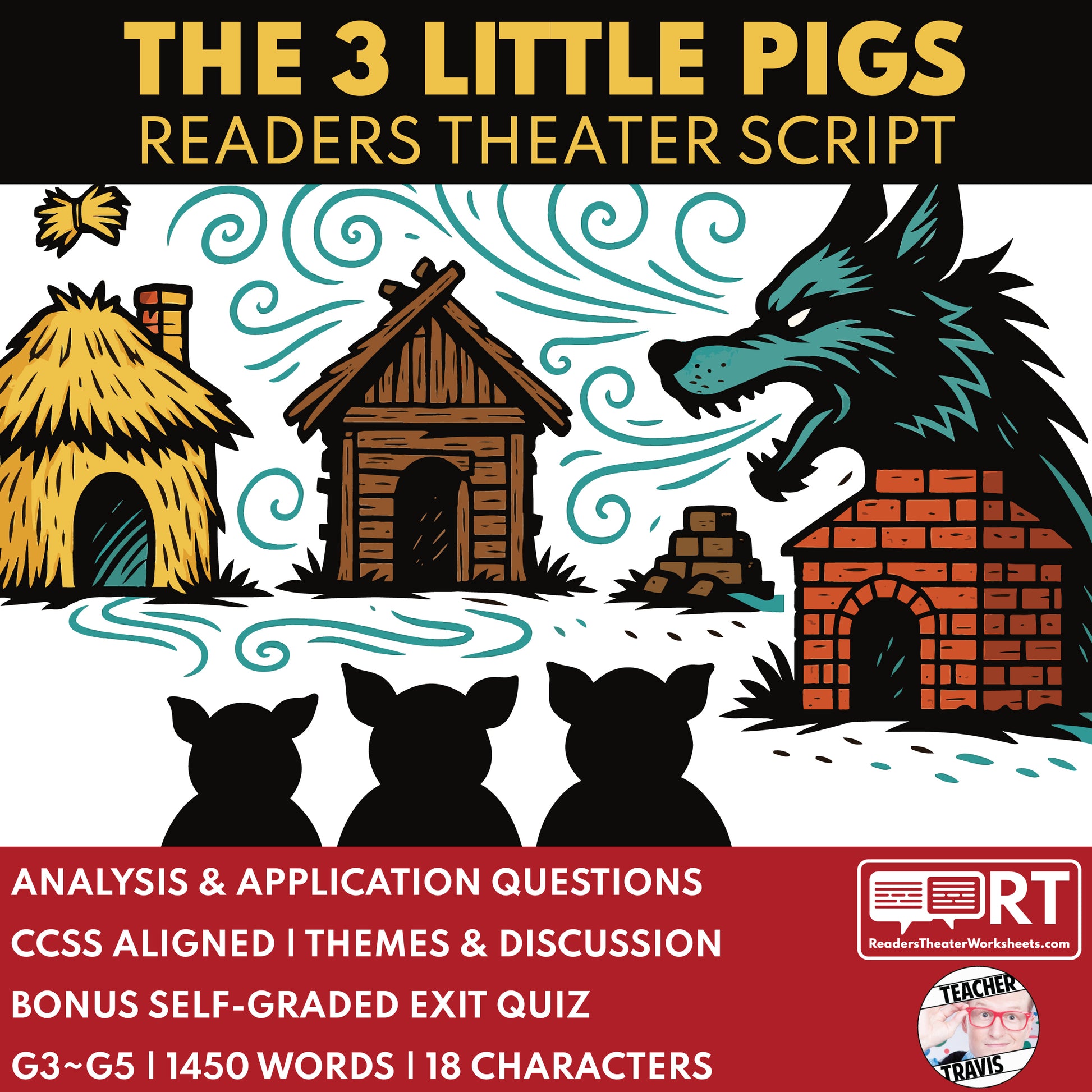 The 3 Little Pigs Readers Theater Script for Grades 3 to 5 - ["Fairy Tale","Grades 3-5"]