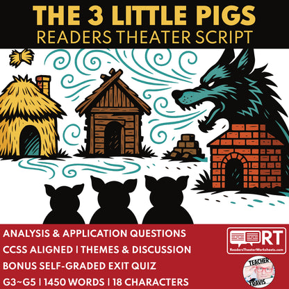 The 3 Little Pigs Readers Theater Script for Grades 3 to 5 - ["Fairy Tale","Grades 3-5"]