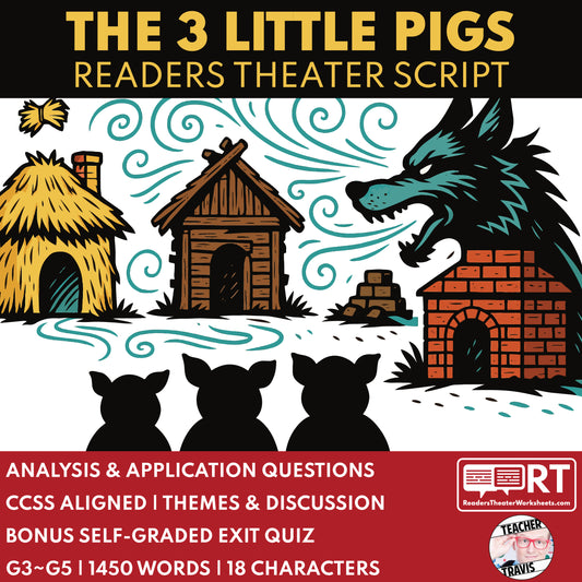 The 3 Little Pigs Readers Theater Script for Grades 3 to 5 - ["Fairy Tale","Grades 3-5"]