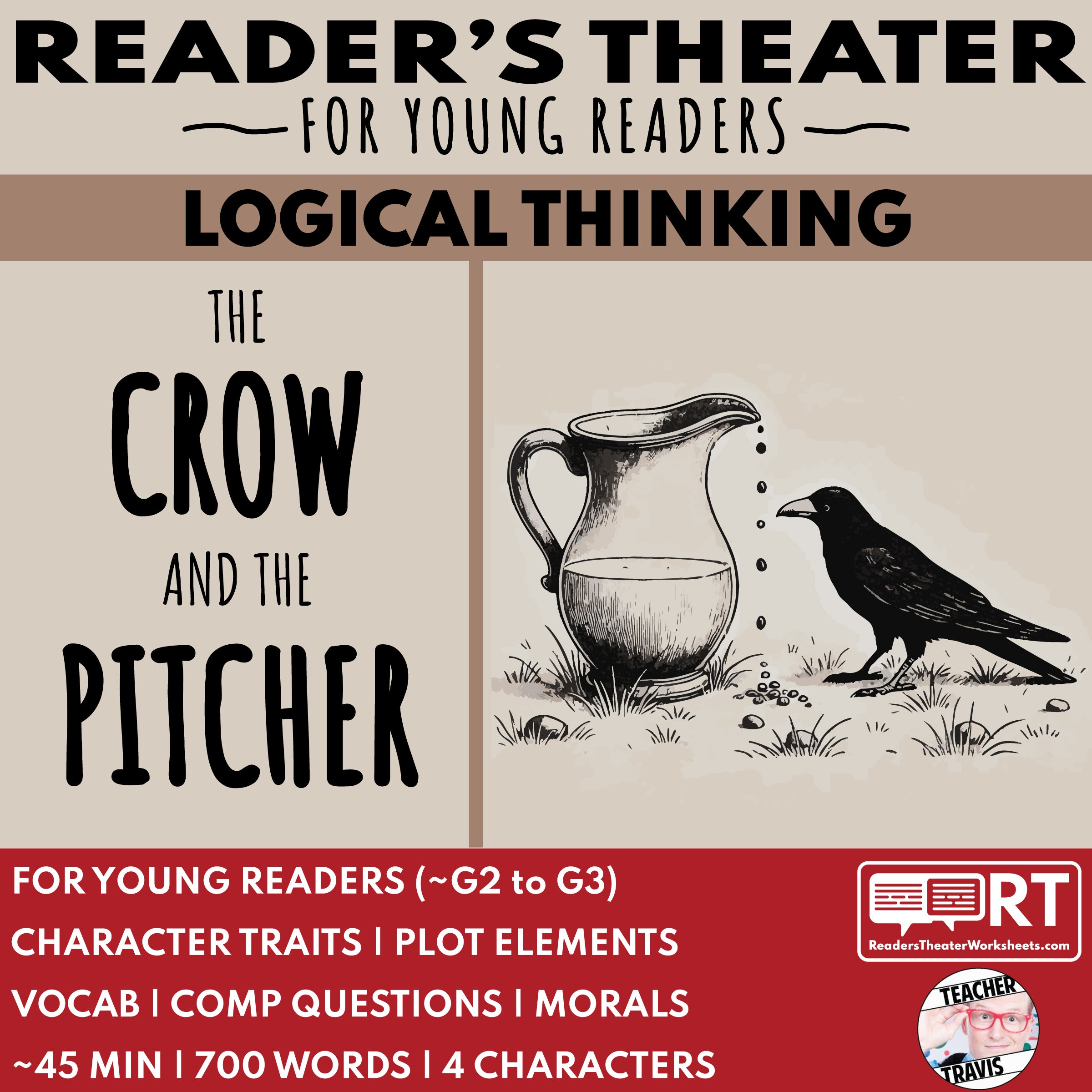 The Crow and the Pitcher | Reader's Theater Script | Aesop's Fable ...