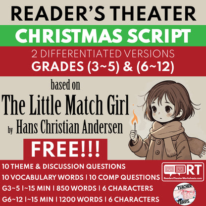 The Little Match Girl | Christmas Reader's Theater Script - ["100% FREE","Christmas Differentiated","Differentiated","Grades 3-5","Grades 6-8","Grades 9-12","Hans Christian Andersen"]
