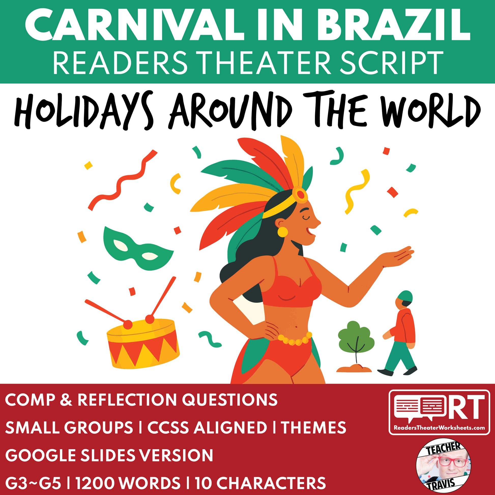 Carnival in Brazil | Holiday Readers Theater Script for Grades 3 to 5 - ["Grades 3-5","Holidays Around the World","Small Groups"]