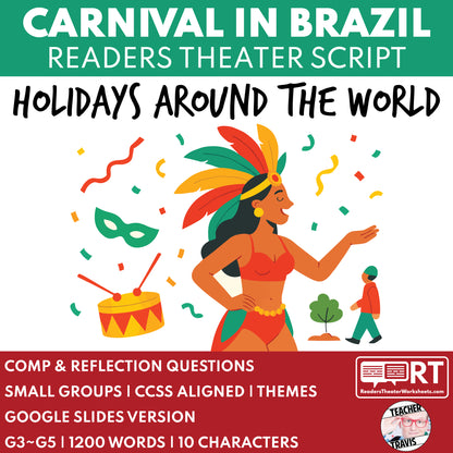 Carnival in Brazil | Holiday Readers Theater Script for Grades 3 to 5 - ["Grades 3-5","Holidays Around the World","Small Groups"]