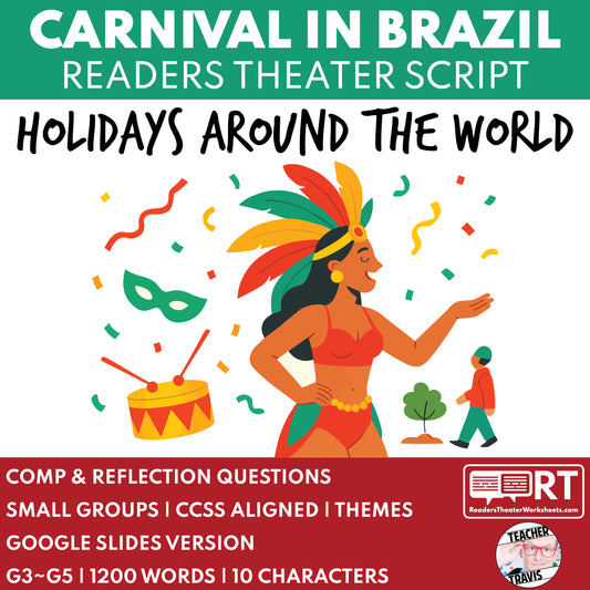 Carnival in Brazil | Holiday Readers Theater Script for Grades 3 to 5 - ["Grades 3-5","Holidays Around the World","Small Groups"]