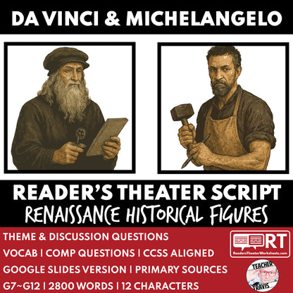 Leonardo da Vinci & Michelangelo Readers Theater Script | Historical Renaissance Series - ["Grades 6-8","Grades 9-12","Historical Figures","Primary Source Incl."]