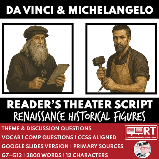 Leonardo da Vinci & Michelangelo Readers Theater Script | Historical Renaissance Series - ["Grades 6-8","Grades 9-12","Historical Figures","Primary Source Incl."]