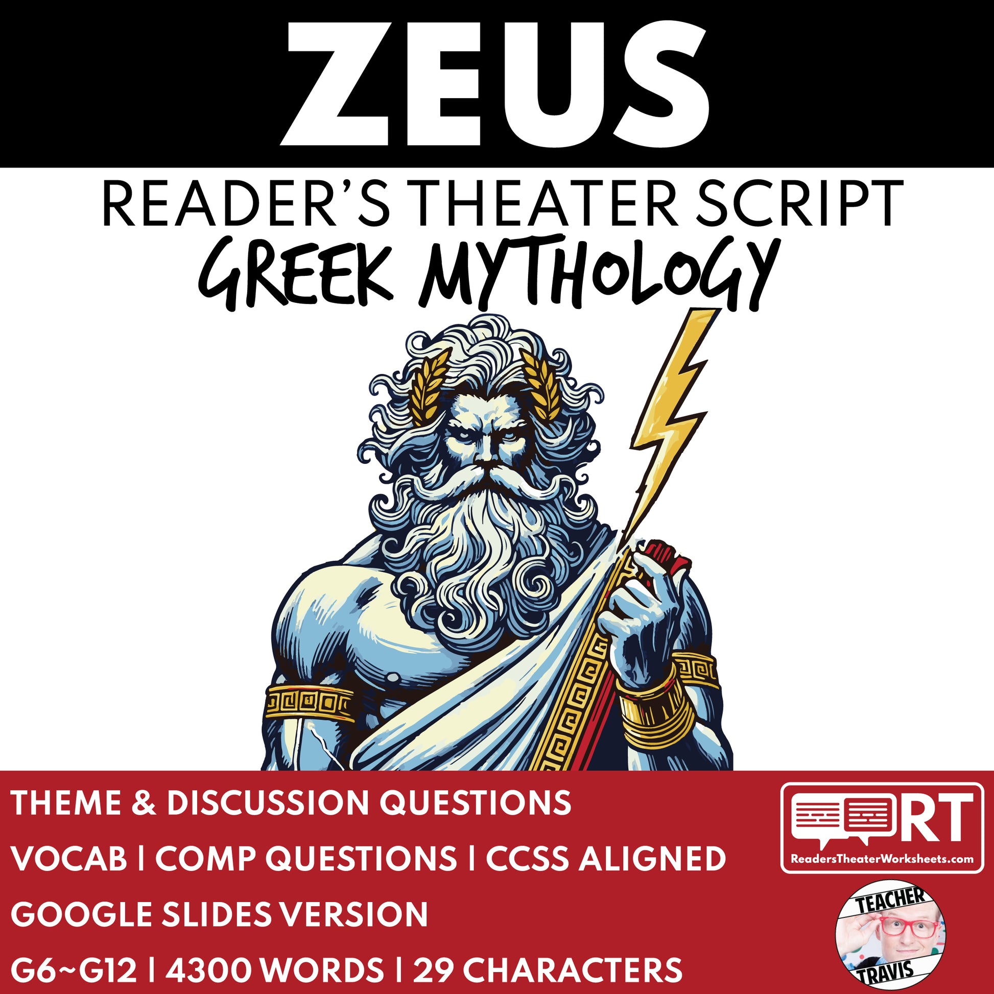 Zeus Reader's Theater Script | The Olympians - ["Grades 6-8","Grades 9-12","Greek Mythology","Greek Mythology for Google Classroom"]