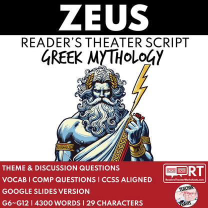 Zeus Reader's Theater Script | The Olympians - ["Grades 6-8","Grades 9-12","Greek Mythology","Greek Mythology for Google Classroom"]