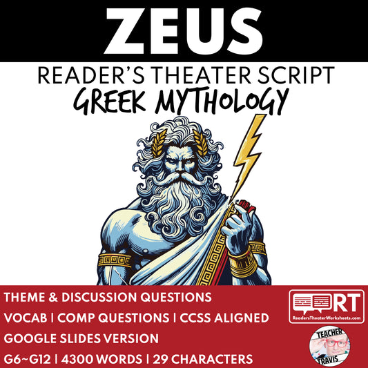 Zeus Reader's Theater Script | The Olympians - ["Grades 6-8","Grades 9-12","Greek Mythology","Greek Mythology for Google Classroom"]