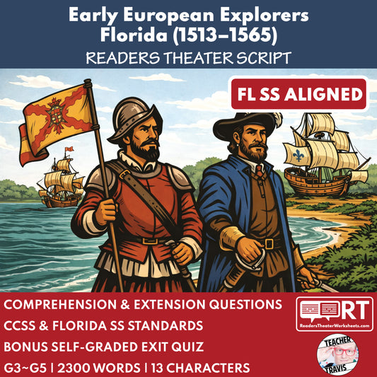 Florida State History | Early European Explorers in Florida Readers Theater Script | Grades 3-5 cover image