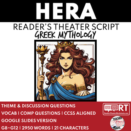 Hera Reader's Theater Script | The Olympians | Greek Mythology - ["Grades 6-8","Grades 9-12","Greek Mythology","Greek Mythology for Google Classroom"]