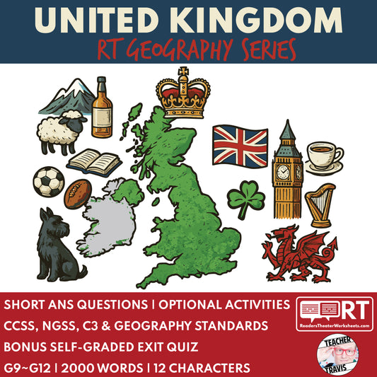 United Kingdom Readers Theater Script | Geography & Social Studies Class - ["Geography","Grades 6-8","Grades 9-12","Self-Graded Quiz"]