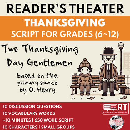 Two Thanksgiving Day Gentlemen by O. Henry | Reader's Theater Script - ["100% FREE","Famous Short Story","Grades 6-8","Grades 9-12","O. Henry","Thanksgiving"]