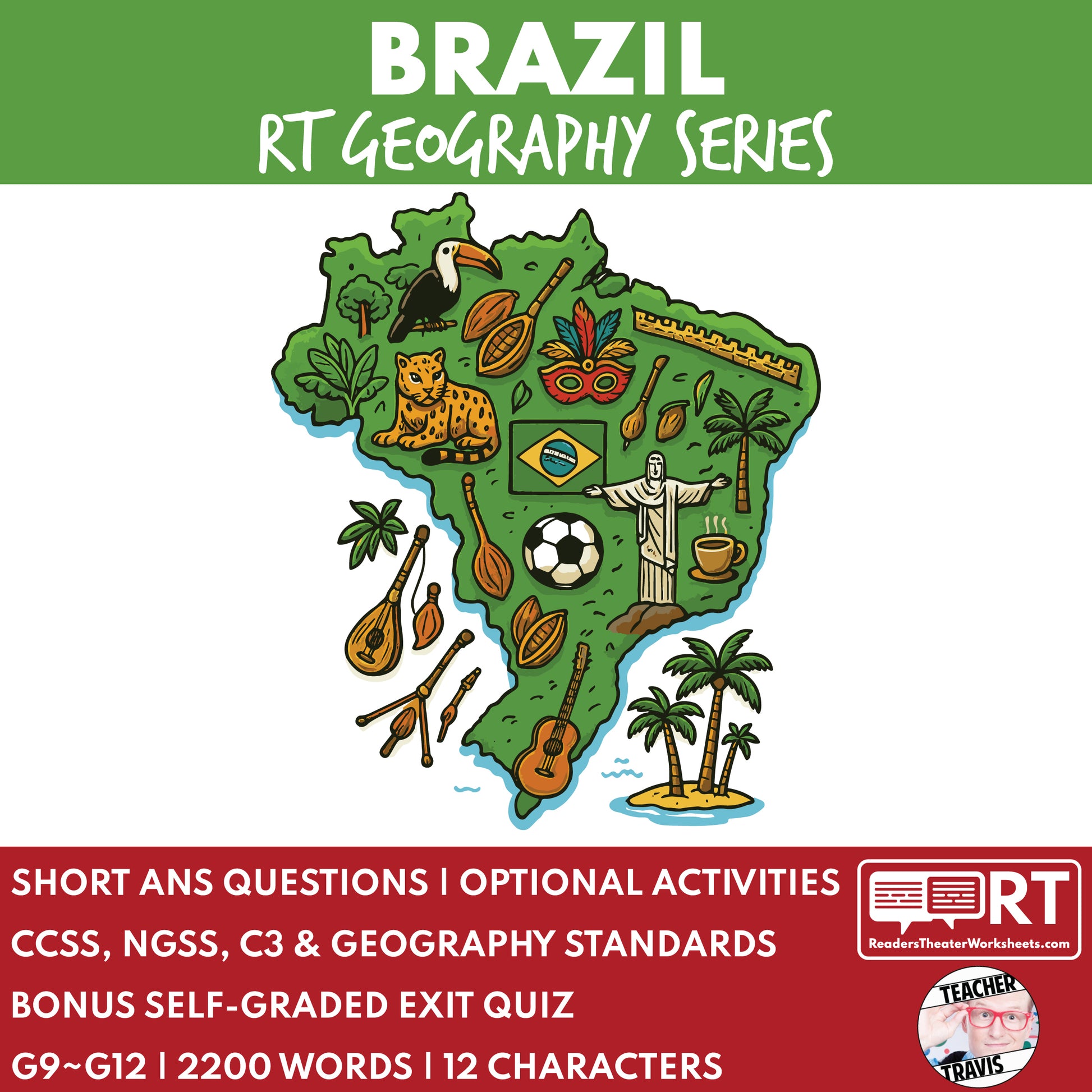 Brazil Readers Theater Script | Geography & Social Studies Class - ["Geography","Grades 6-8","Grades 9-12","Self-Graded Quiz"]
