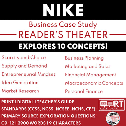 Nike Intro to Business Case Study | Reader’s Theater Format | Econ 101 - ["Business Case Study","Entrepreneurship","Grades 9-12"]
