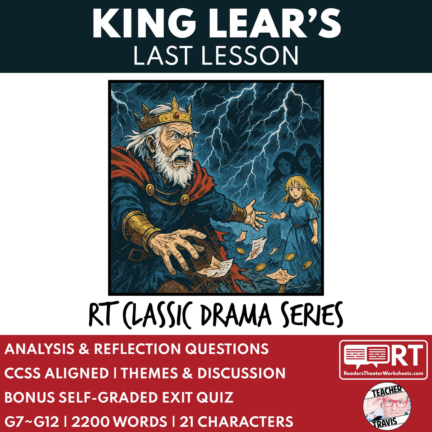 King Lear’s Last Lesson Readers Theater Script | Classical Dramas | Shakespeare - ["Classical Drama Series","Grades 6-8","Grades 9-12","Self-Graded Quiz"]