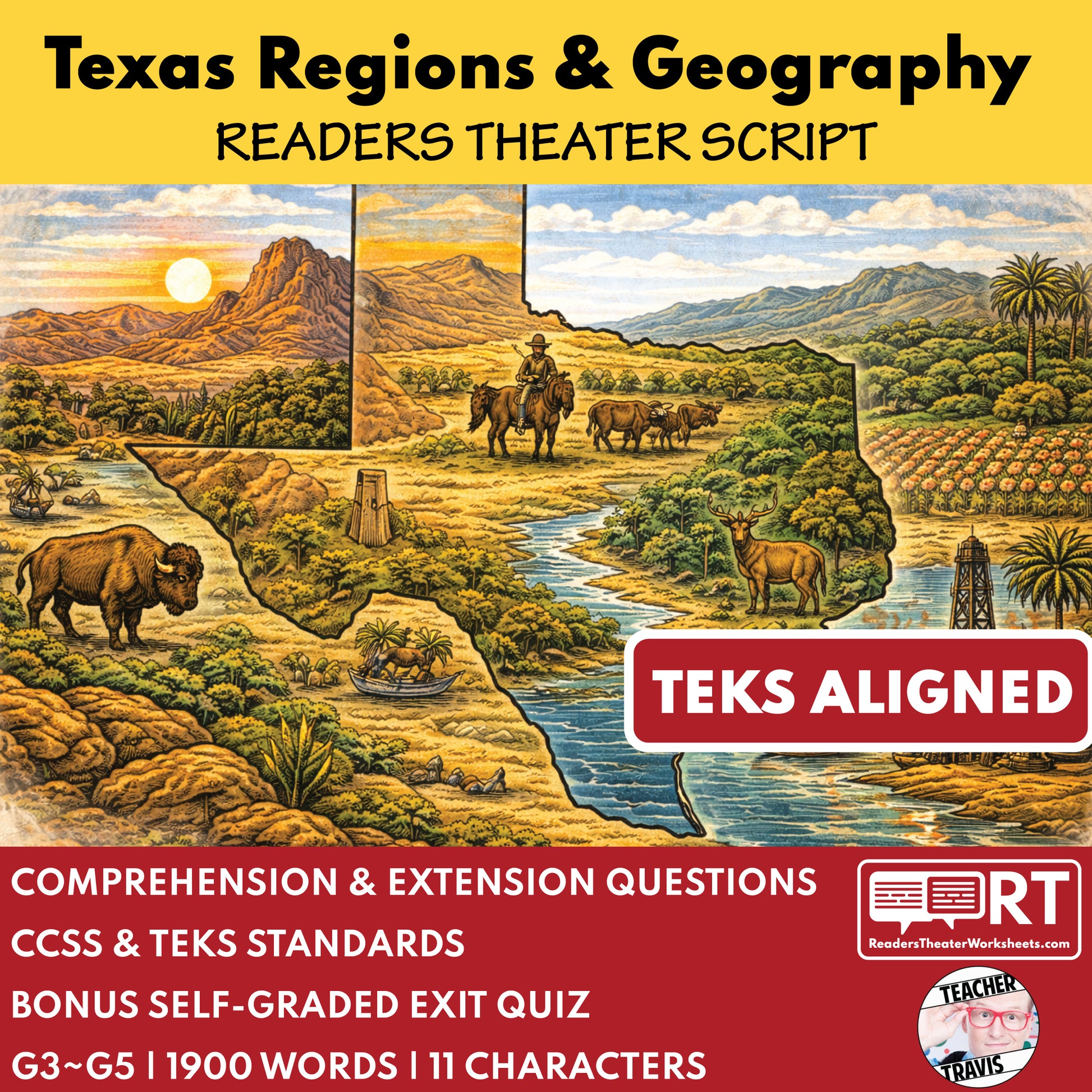 Texas State History | Texas Regions and Geography Readers Theater Script | Grades 3-5 cover image