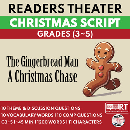 The Gingerbread Man - A Christmas Chase | Christmas Reader's Theater Script - ["Christmas (G3-5)","Grades 3-5"]