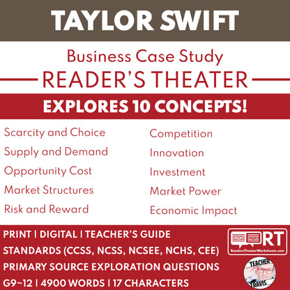 Taylor Swift Intro to Business Case Study | Reader’s Theater Format | Econ 101 - ["Business Case Study","Entrepreneurship","Grades 9-12"]
